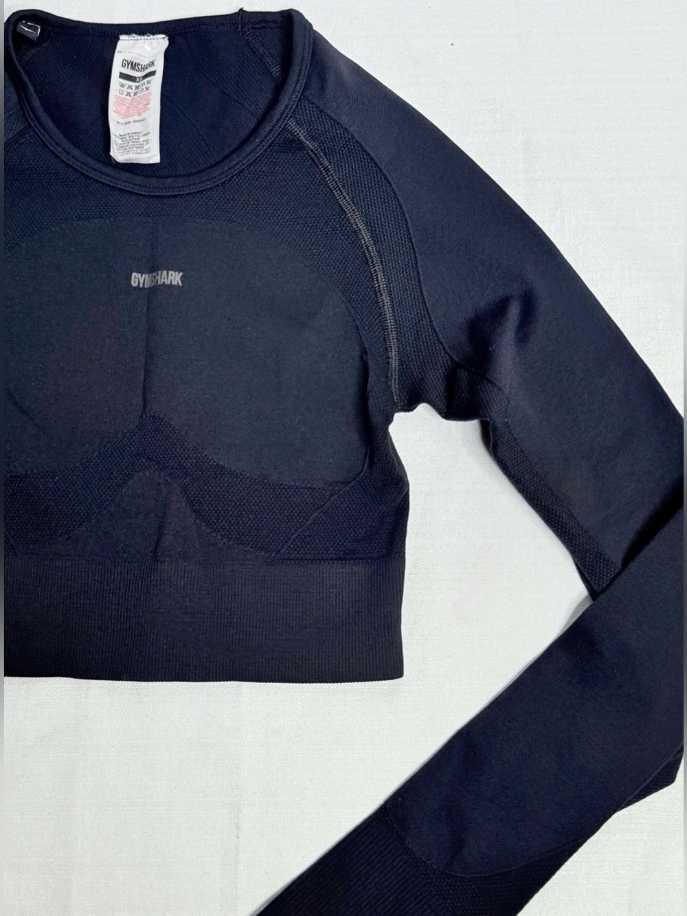 Gymshark Women’s Black Long Flex Long Sleeve Crop Top Open Back XS - Picture 3 of 11